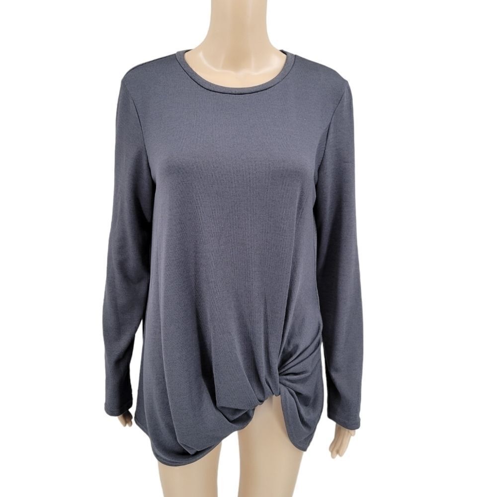 YOINS Yours Inspiration Women's Large  Gray Twist Hem Sweater